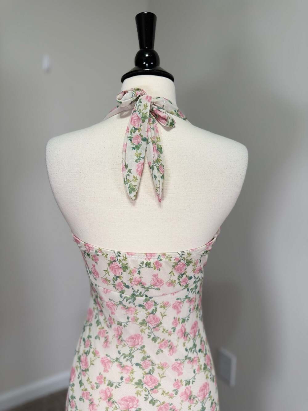 See You Monday Floral Halter Midi Dress Cottagecore Coquette Roses Mesh M - Picture 9 of 9